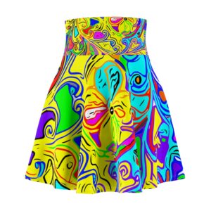 Psychedelic Floral Skater Skirt — Colorful Abstract AOP Print