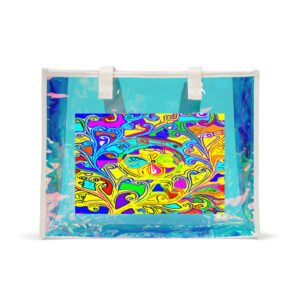 Holographic Beach Tote Bag — Iridescent Clear Summer Carryall