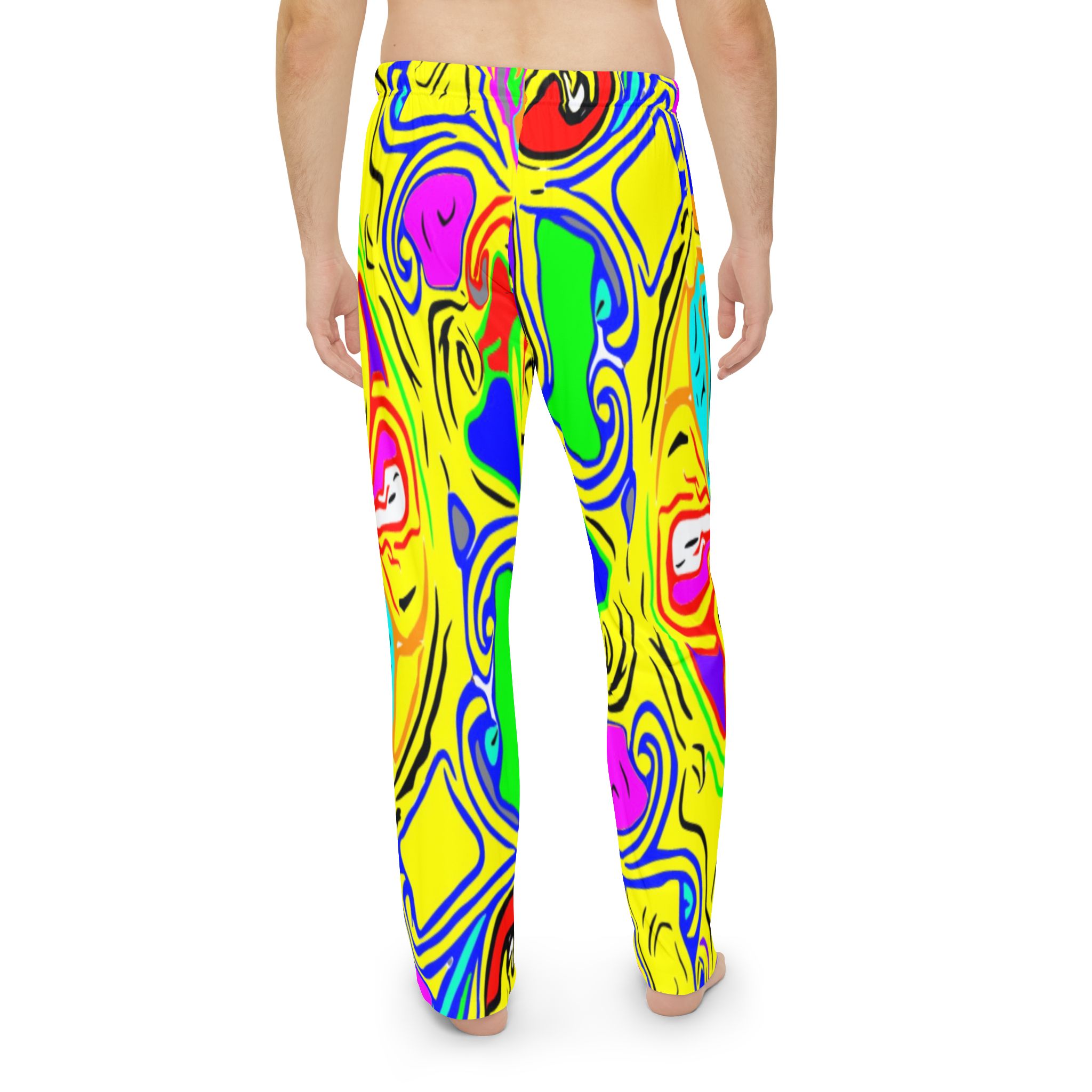 Men's Psychedelic Lounge Pants — Bright Swirl All-Over-Print Pajama Trousers - Image 4
