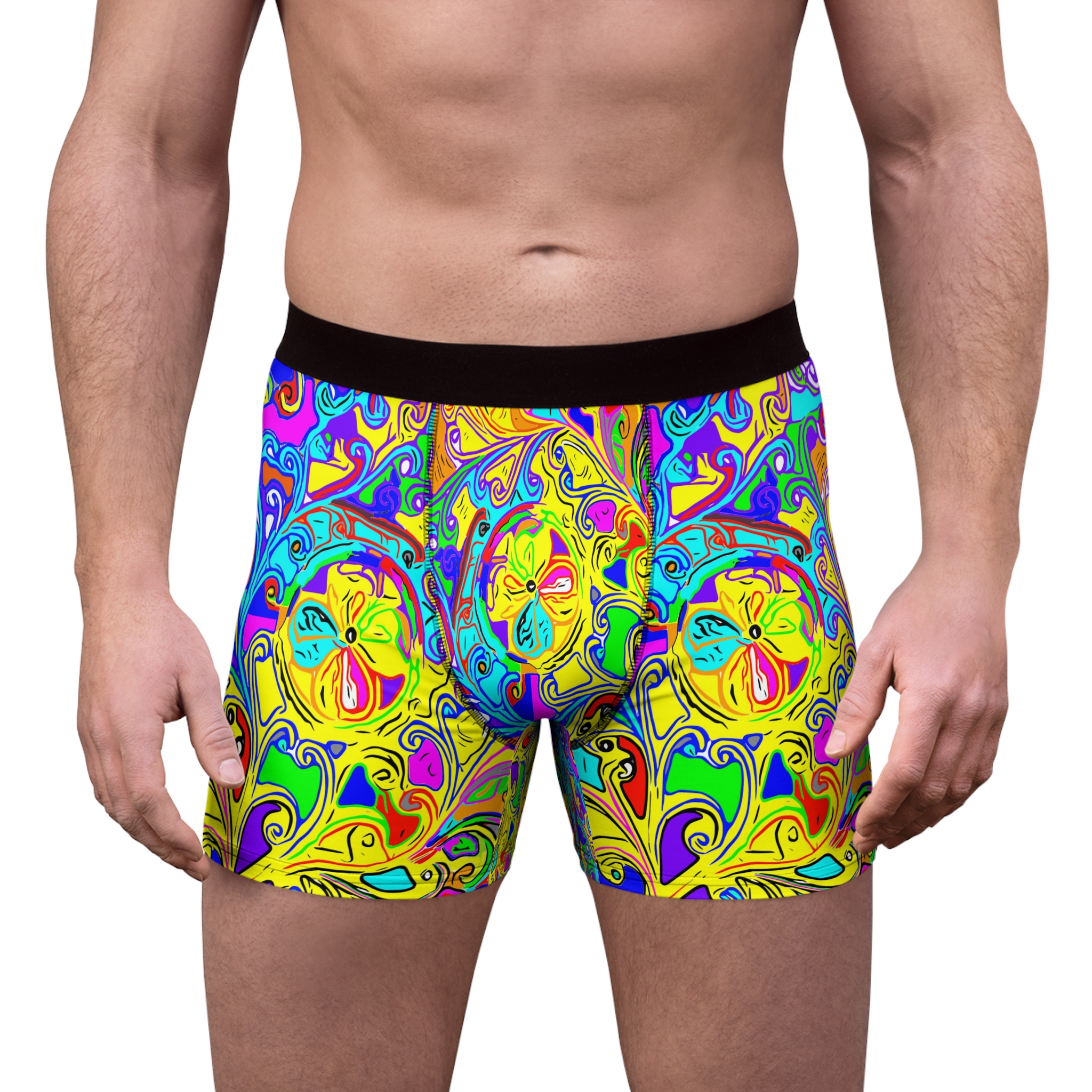 Psychedelic Floral Boxer Briefs — Vibrant All-Over-Print Men’s Underwear - Image 2