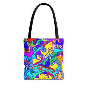 Psychedelic Swirl Tote Bag – Vibrant All-Over Print Reusable Shopper