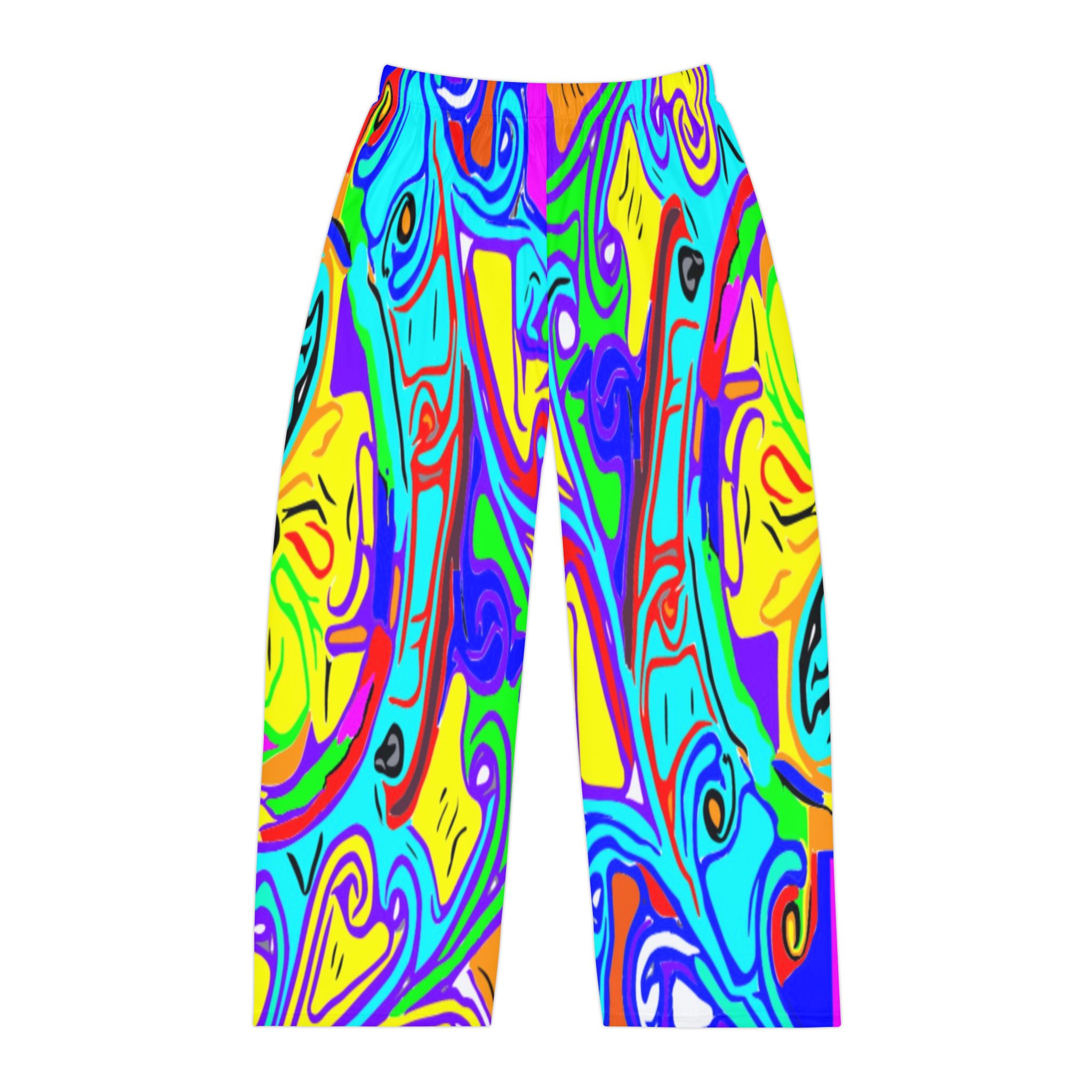 Men's Psychedelic Lounge Pants — Bright Swirl All-Over-Print Pajama Trousers