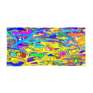 Psychedelic Swirl Beach Towel — Vibrant Neon Abstract Summer Towel