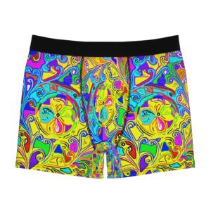 Psychedelic Floral Boxer Briefs — Vibrant All-Over-Print Men’s Underwear