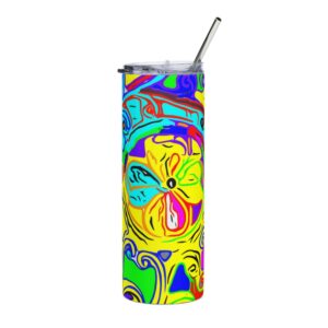 20oz Stainless Tumbler — Vibrant Psychedelic Floral Stainless Steel Travel Cup