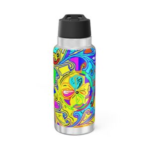 32oz Psychedelic Floral Tumbler — Bright Gator-Inspired Insulated Water Bottle