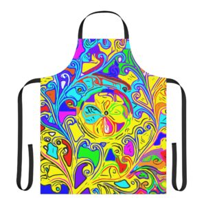 Psychedelic Floral Apron — Vibrant Boho Kitchen Apron for Cooking & Entertaining