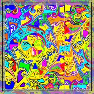 Psychedelic Floral Throw Pillow — Bright Retro Swirl Accent Cushion